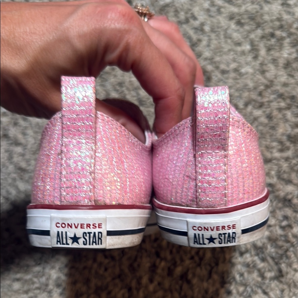 Converse All Star Pink Glitter Velcro Sneakers - Picture 4 of 5